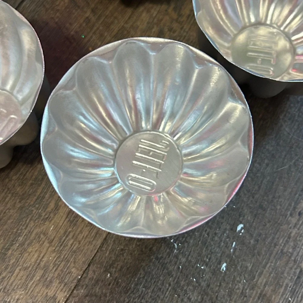Vintage Jell-O Aluminum Individual Gelatin Molds Set of 6 Fluted Silver Retro